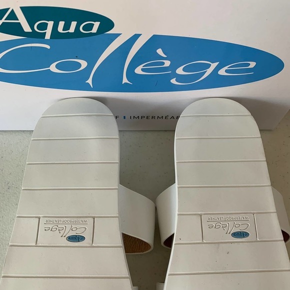 Aqua College Sloan White Leather Open Toe Strap Slide Sandal Women's US size 7M - Picture 7 of 11